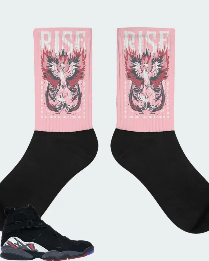 Jordan 8 Retro Sneaker Matching Pink Socks (RISE) - View 1