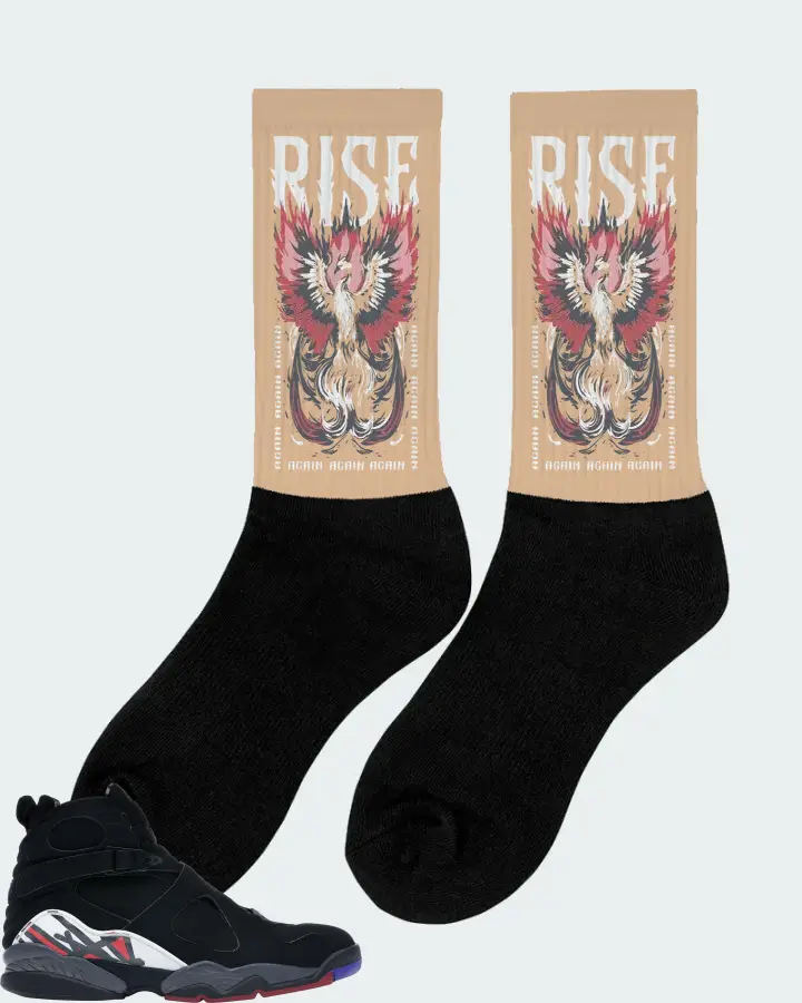 Jordan 8 Retro Sneaker Matching Cream Socks (RISE) - View 3