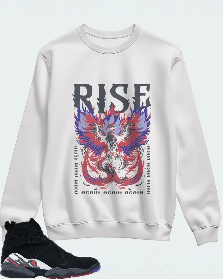 Jordan 8 Retro Sneaker Matching White Sweatshirt - RISE