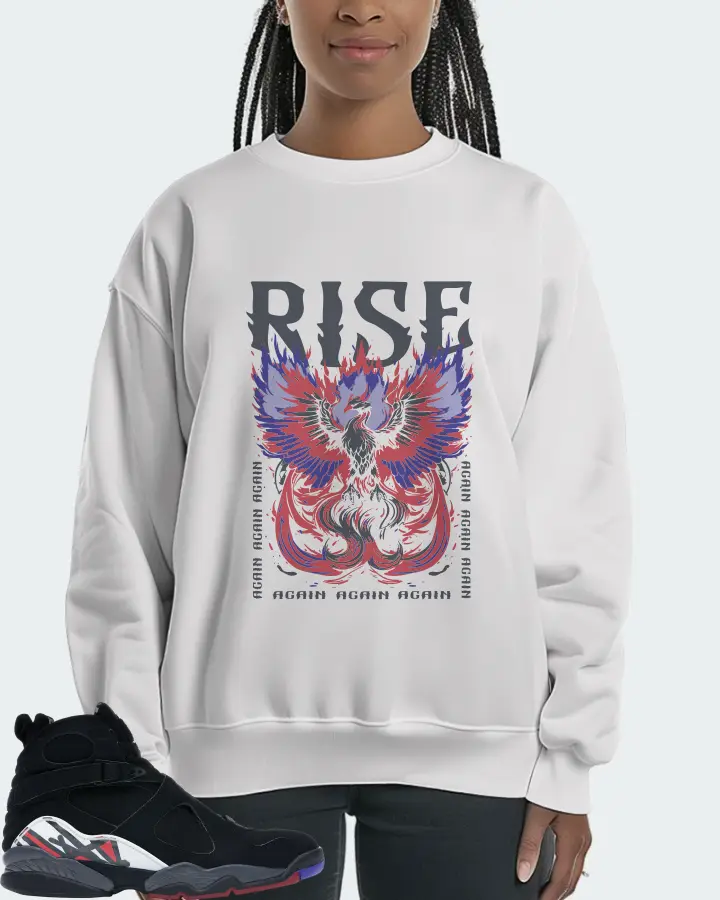 Jordan 8 Retro Sneaker Matching White Sweatshirt (RISE) - View 3