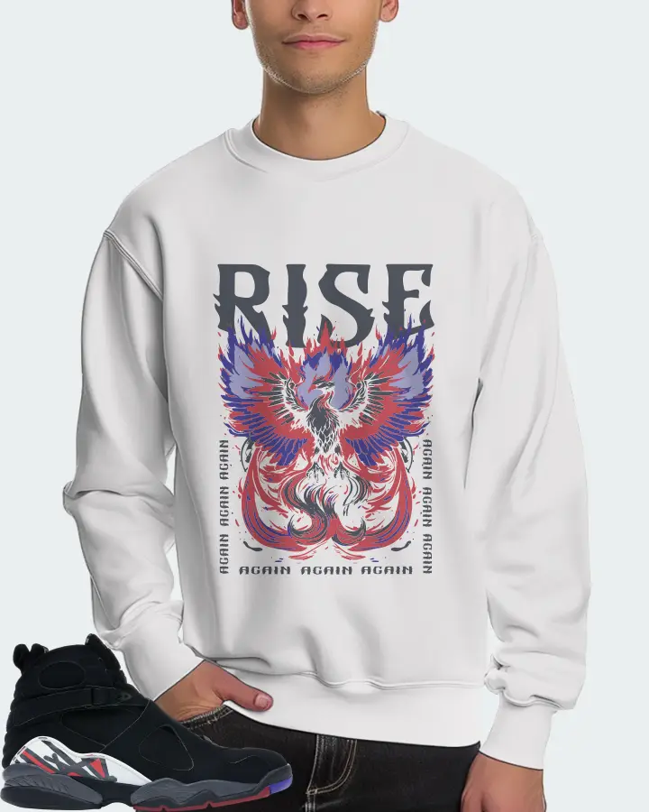 Jordan 8 Retro Sneaker Matching White Sweatshirt (RISE) - View 4