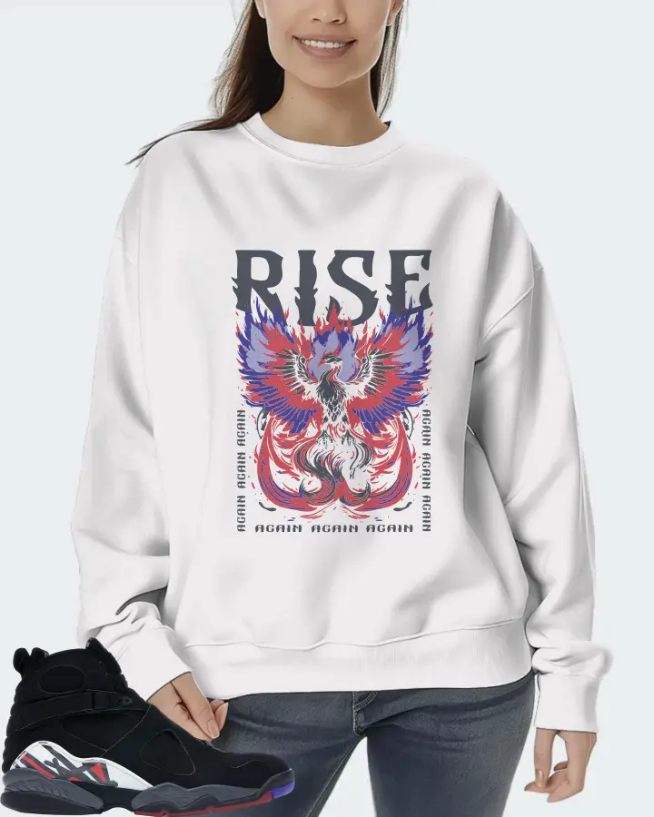 Jordan 8 Retro Sneaker Matching White Sweatshirt (RISE) - View 5