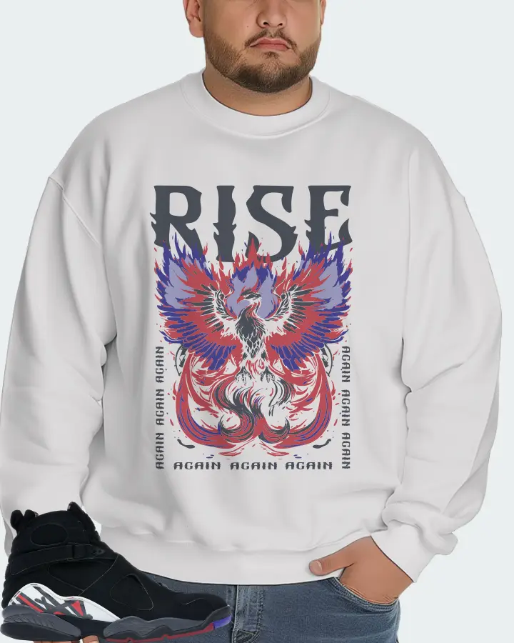 Jordan 8 Retro Sneaker Matching White Sweatshirt (RISE) - View 6