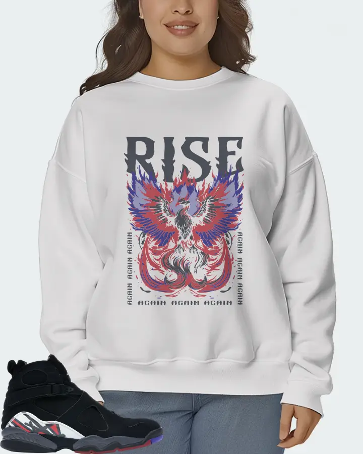 Jordan 8 Retro Sneaker Matching White Sweatshirt (RISE) - View 7