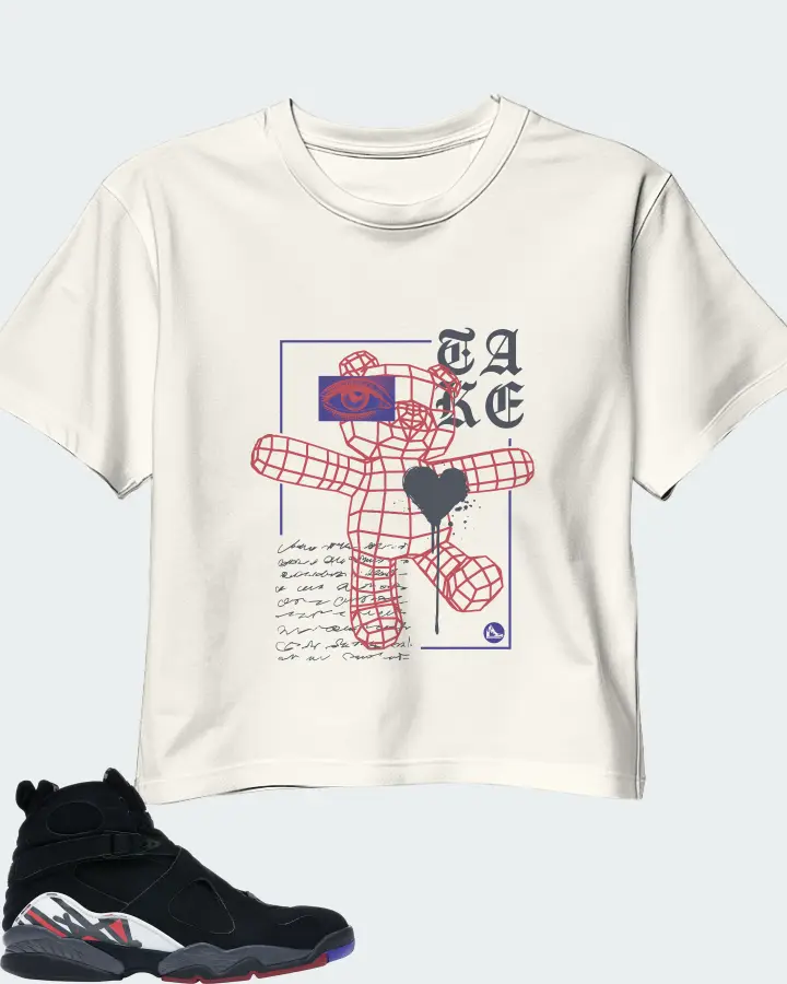 Jordan 8 Retro Sneaker Matching Ecru White Crop Top (TAKE) - View 1