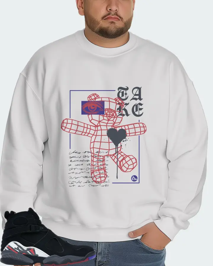 Jordan 8 Retro Sneaker Matching White Sweatshirt (TAKE) - View 6