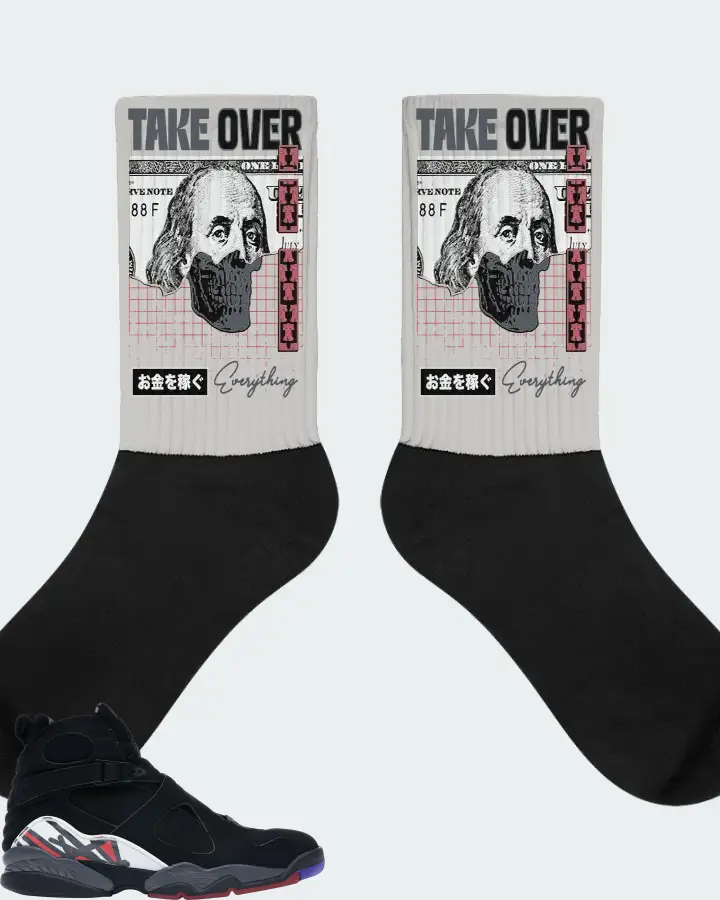 Jordan 8 Retro Sneaker Matching Grey Socks - Take Over