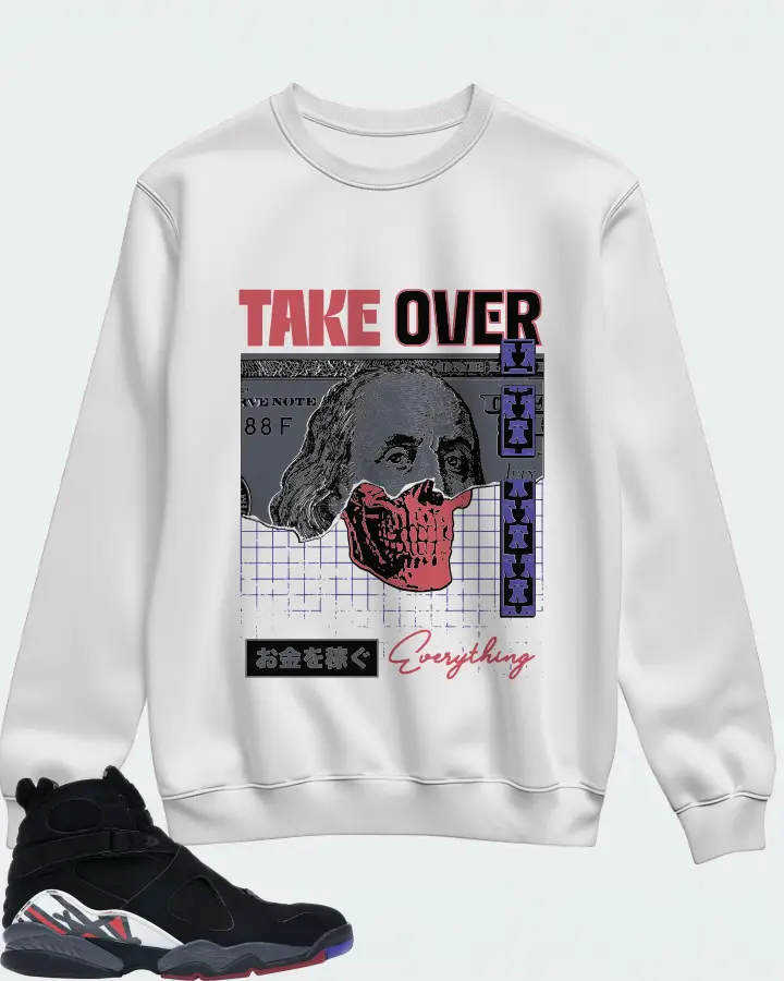 Jordan 8 Retro Sneaker Matching White Sweatshirt - Take Over