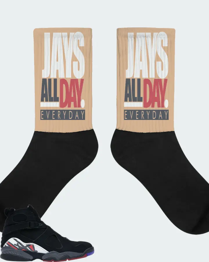 Jordan 8 Retro Sneaker Matching Cream Socks - Jays All Day