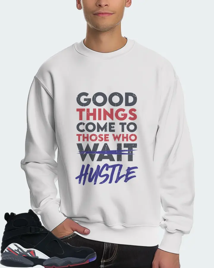 Jordan 8 Retro Sneaker Matching White Sweatshirt (Good Things Come) - View 4
