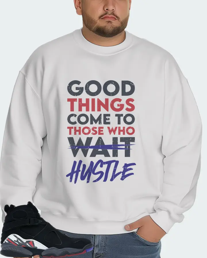 Jordan 8 Retro Sneaker Matching White Sweatshirt (Good Things Come) - View 6