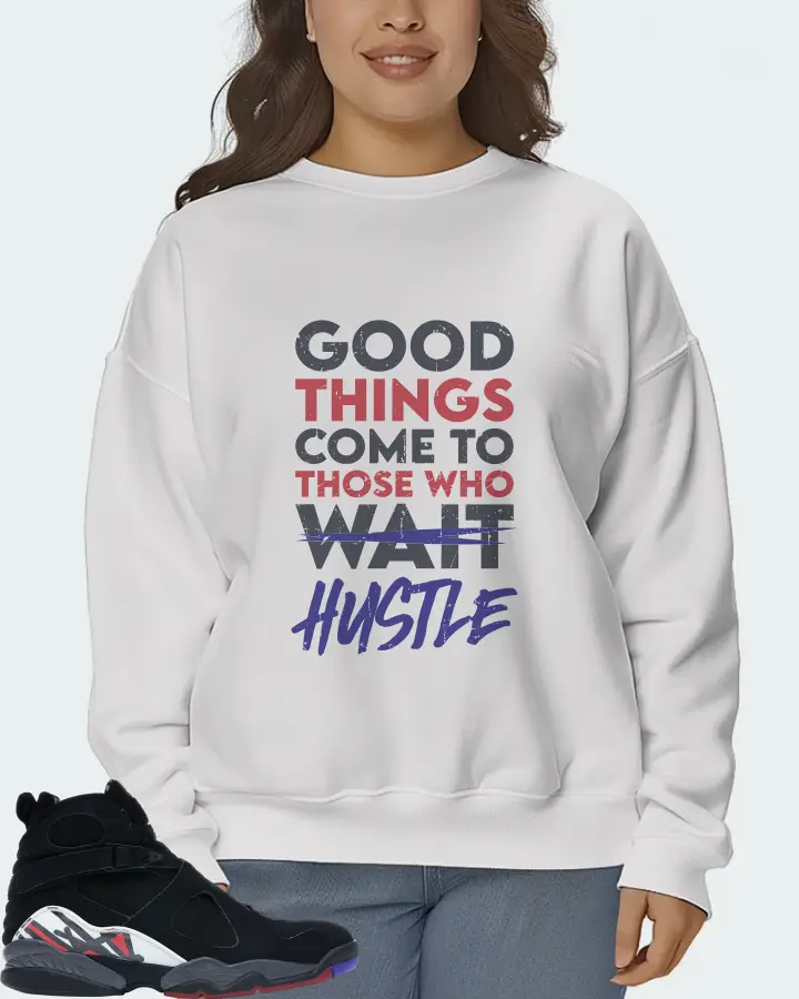 Jordan 8 Retro Sneaker Matching White Sweatshirt (Good Things Come) - View 7