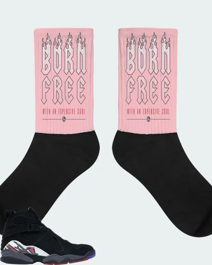 Jordan 8 Retro Sneaker Matching Pink Socks (Born Free) - View 1