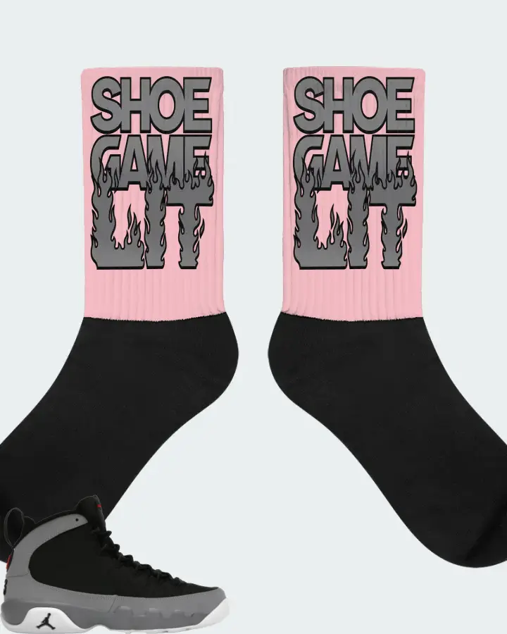 Jordan 9 Retro Sneaker Matching Pink Socks - Shoe Game Lit Refreshed
