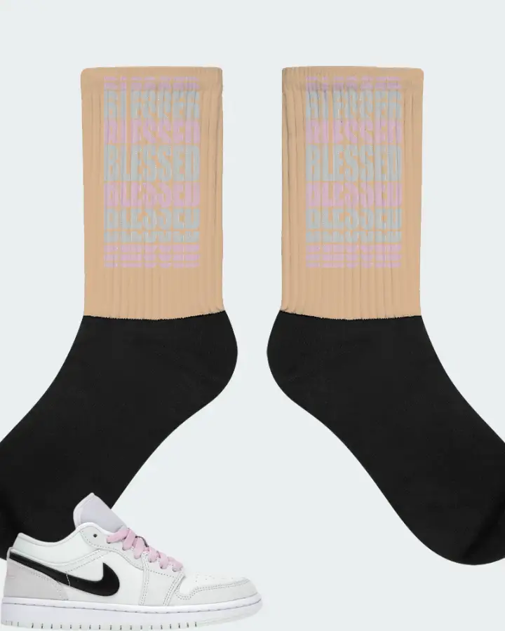 Jordan 1 Low SE Sneaker Matching Socks - BLESSED Many Times