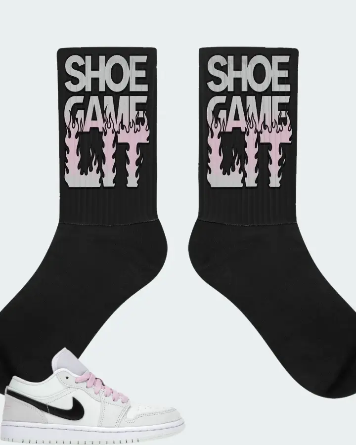 Jordan 1 Low SE Sneaker Matching Black Socks - Shoe Game Lit Refreshed