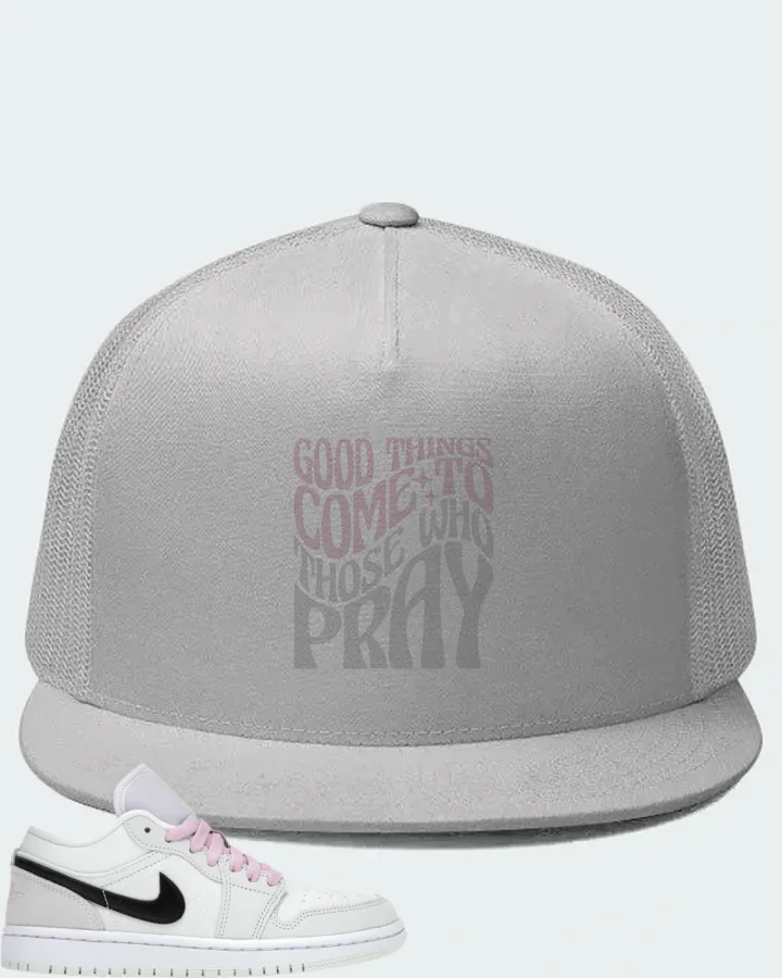 Jordan 1 Low SE Sneaker Matching White Hat - Good Things Come To Those Who Pray