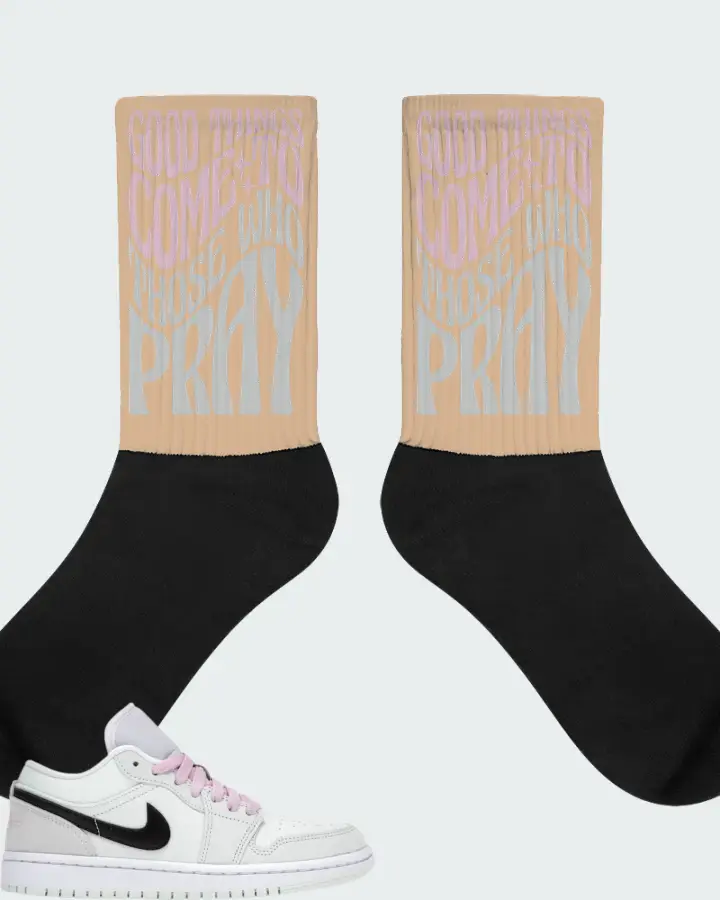 Jordan 1 Low SE Sneaker Matching Socks - Good Things Come To Those Who Pray