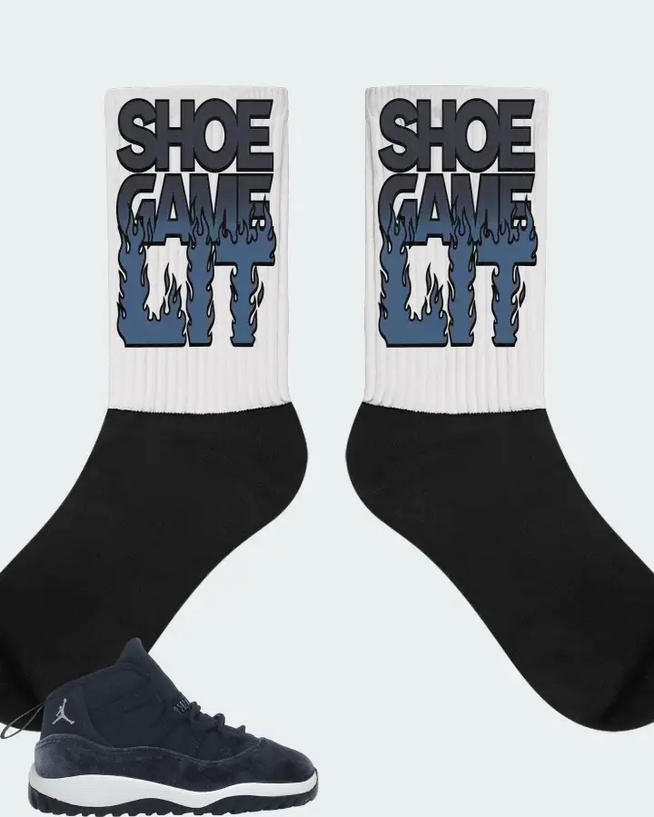 Jordan 11 Retro Sneaker Matching White Socks - Shoe Game Lit Refreshed