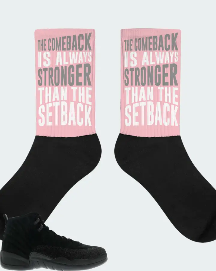 Jordan 12 Retro Sneaker Matching Pink Socks - The Comeback