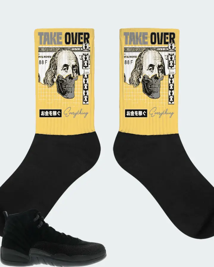 Jordan 12 Retro Sneaker Matching Yellow Socks - Take Over