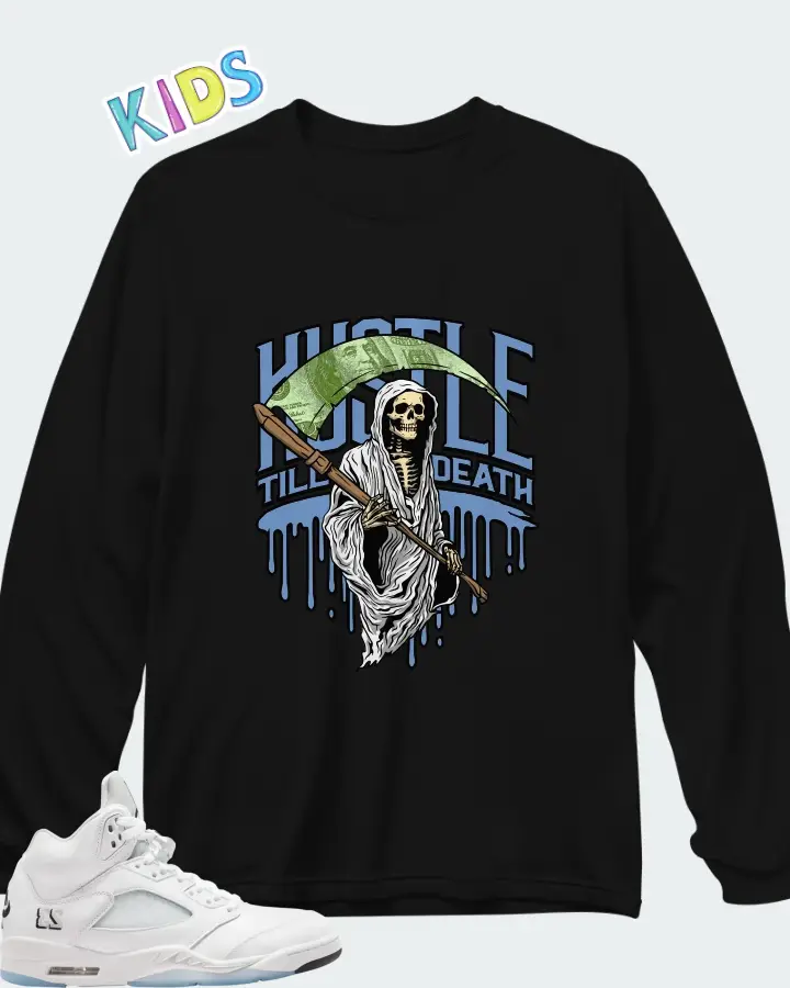 Air Jordan 5 Retro White Metallic 2026 Matching Kid's Long Sleeve T-Shirt