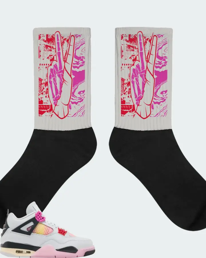 Air Jordan 4 Retro Comic Sneaker Matching Grey Socks - Peace of mind