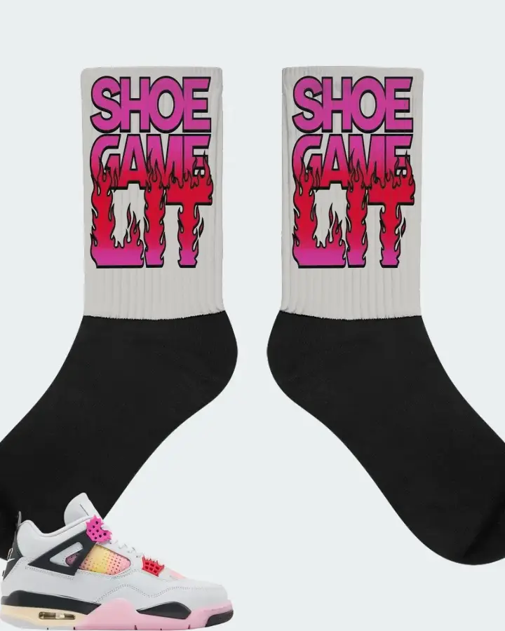 Air Jordan 4 Retro Comic Sneaker Matching Grey Socks - Shoe Game Lit Refreshed