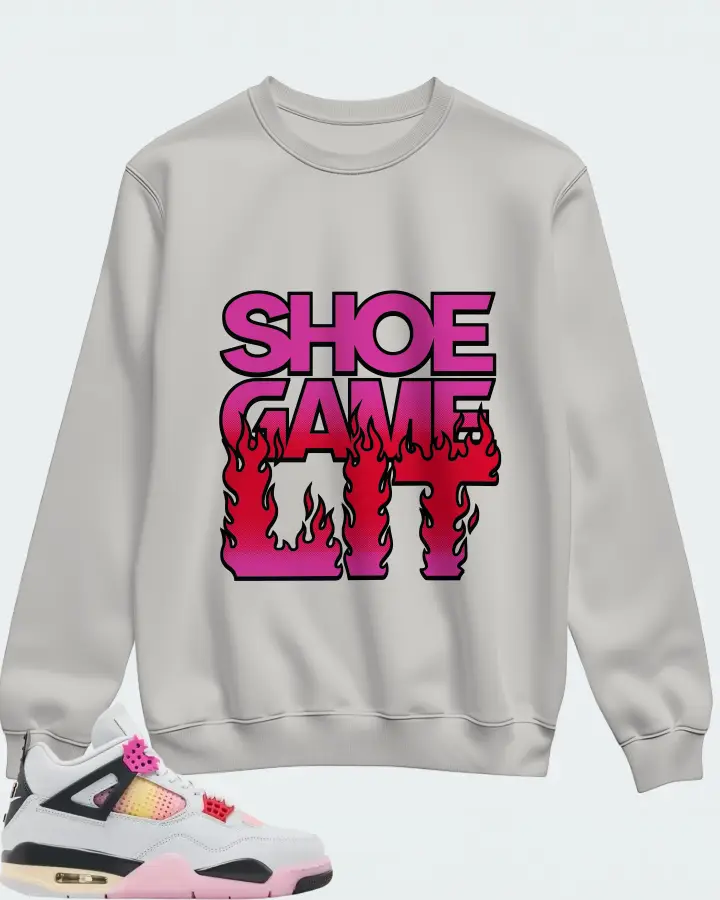 Air Jordan 4 Retro Comic Sneaker Matching Grey Sweatshirt - Shoe Game Lit Refreshed