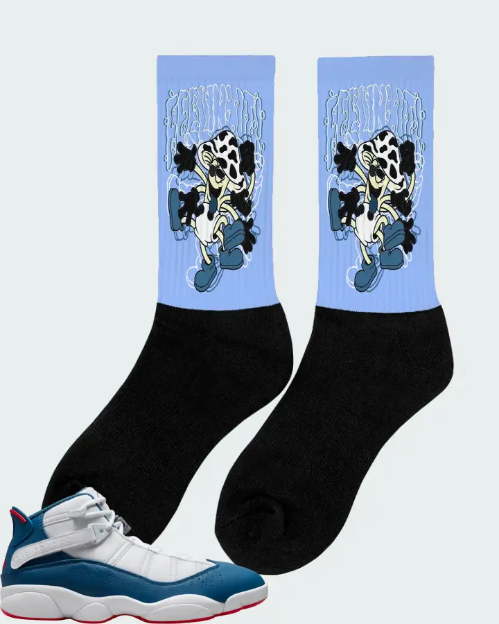 Jordan 6 Rings Sneaker Matching Carolina Blue Socks (Feeling It) - View 3