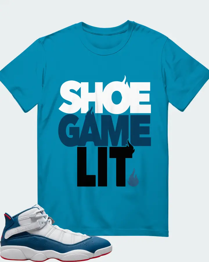 Jordan 6 Rings Sneaker Matching Aqua T-Shirt - Shoe Game Lit Classic