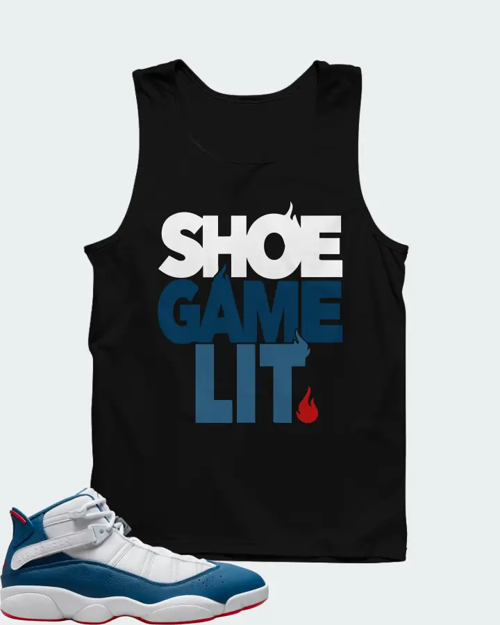 Jordan 6 Rings Sneaker Matching Black Tank Top - Shoe Game Lit Classic