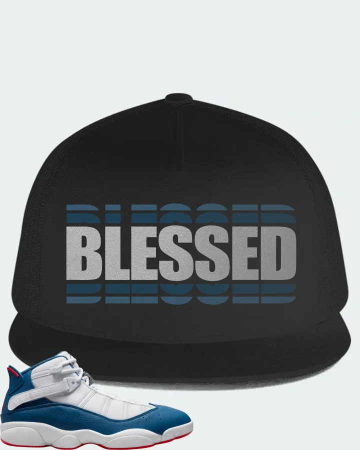Jordan 6 Rings Sneaker Matching Black Hat (BLESSED Many Times) - View 1