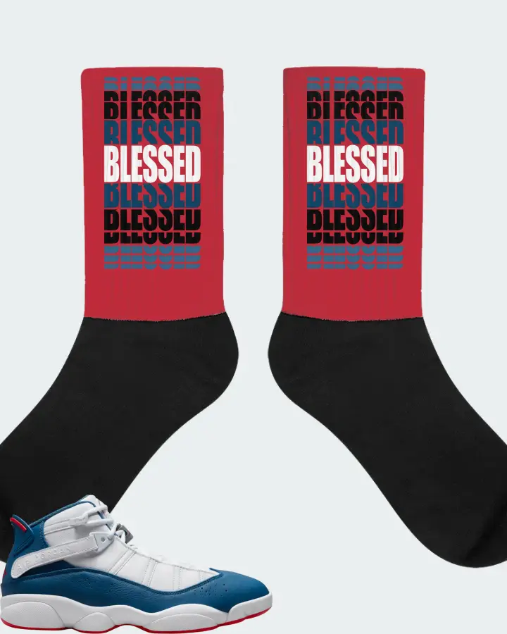 Jordan 6 Rings Sneaker Matching Red Socks - BLESSED Many Times