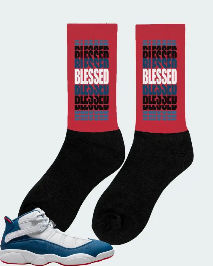 Jordan 6 Rings Sneaker Matching Red Socks (BLESSED Many Times) - View 3