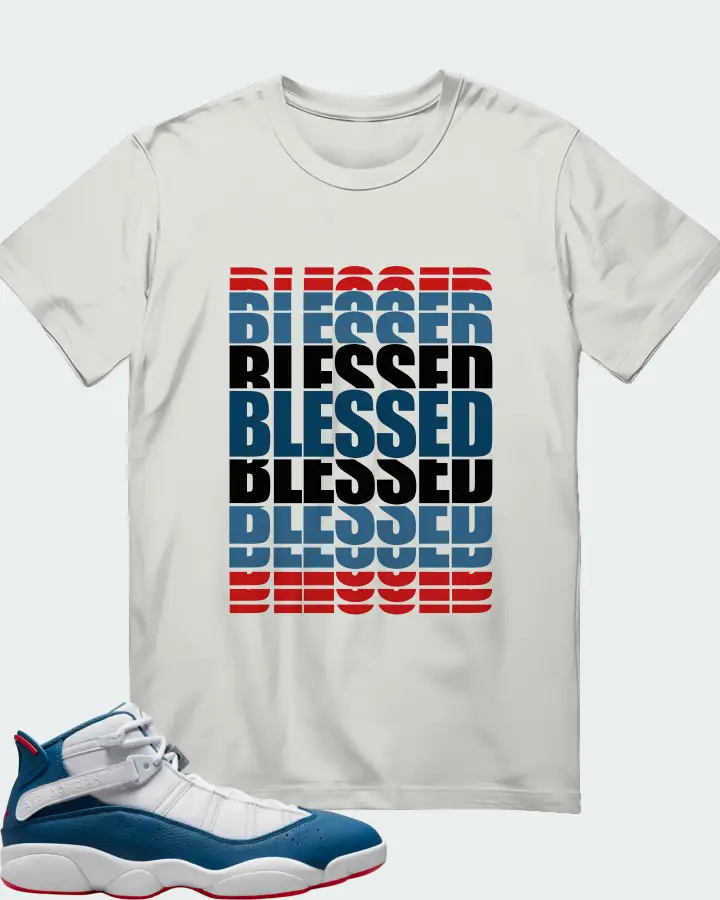 Jordan 6 Rings Sneaker Matching Silver T-Shirt - BLESSED Many Times