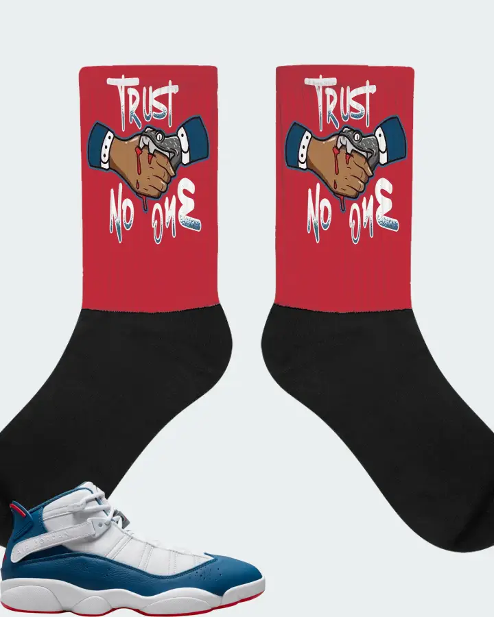 Jordan 6 Rings Sneaker Matching Red Socks (Trust No One) - View 1