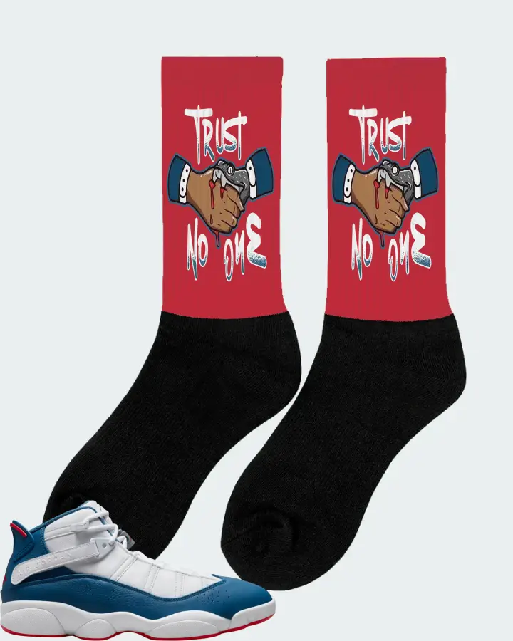 Jordan 6 Rings Sneaker Matching Red Socks (Trust No One) - View 3