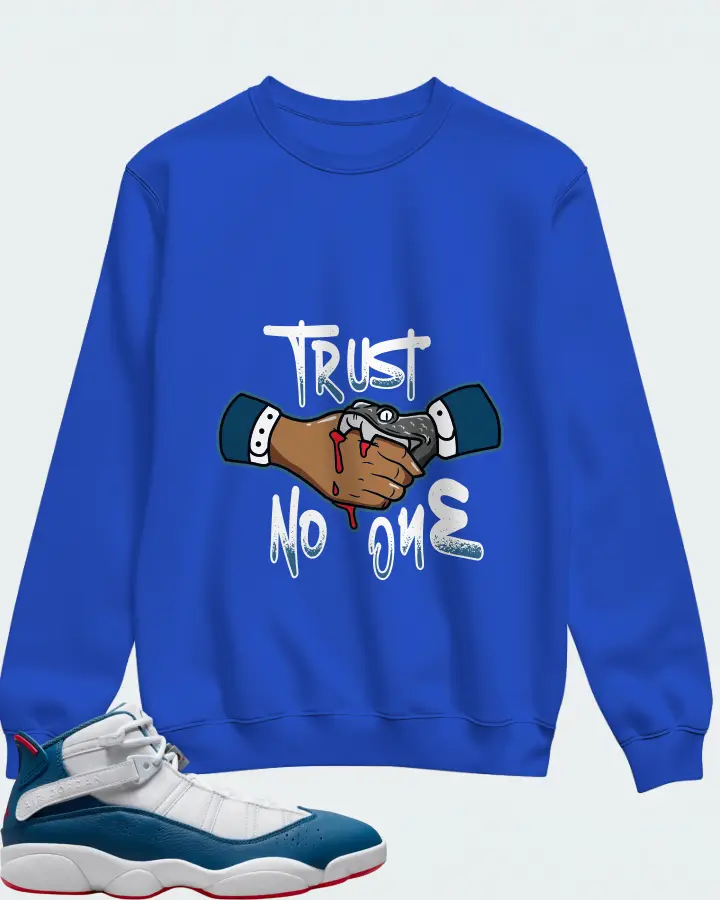 Jordan 6 Rings Sneaker Matching Royal Blue Sweatshirt - Trust No One