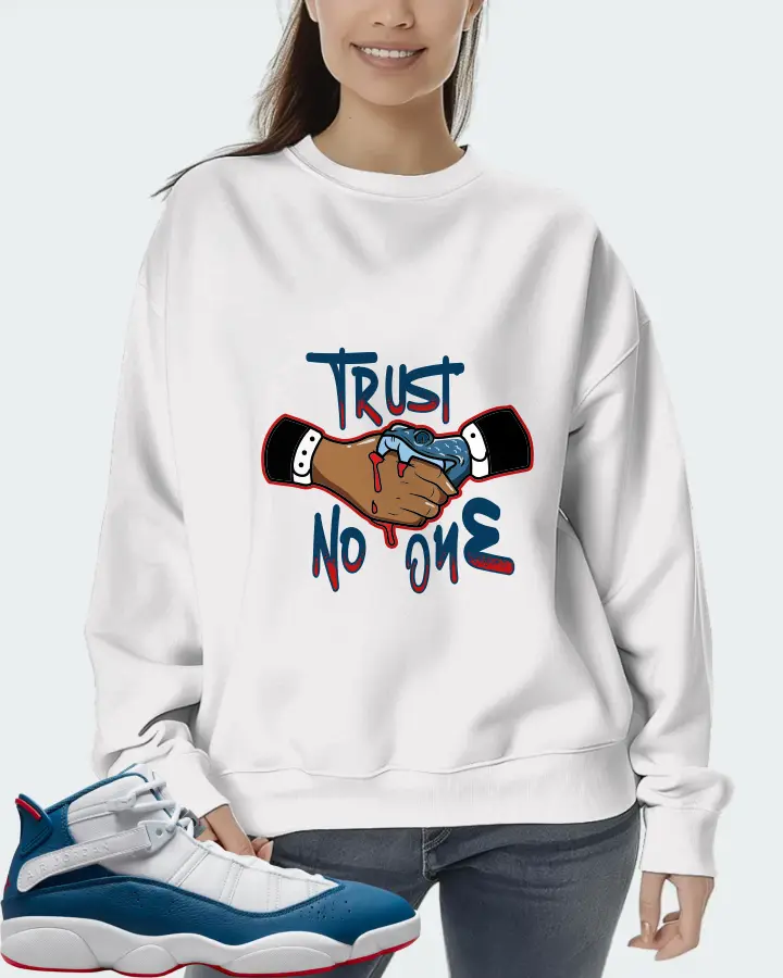 Jordan 6 Rings Sneaker Matching White Sweatshirt (Trust No One) - View 5