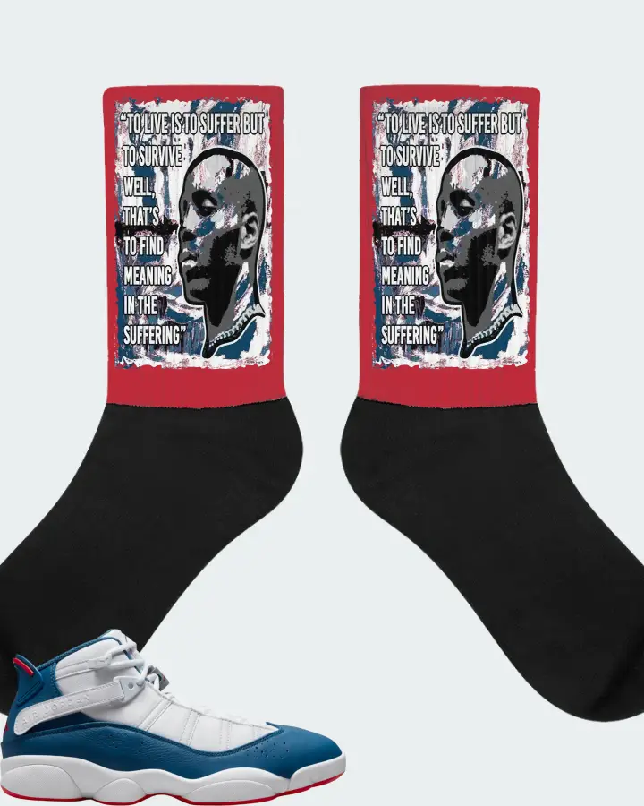 Jordan 6 Rings Sneaker Matching Red Socks - DMX Suffer Quote