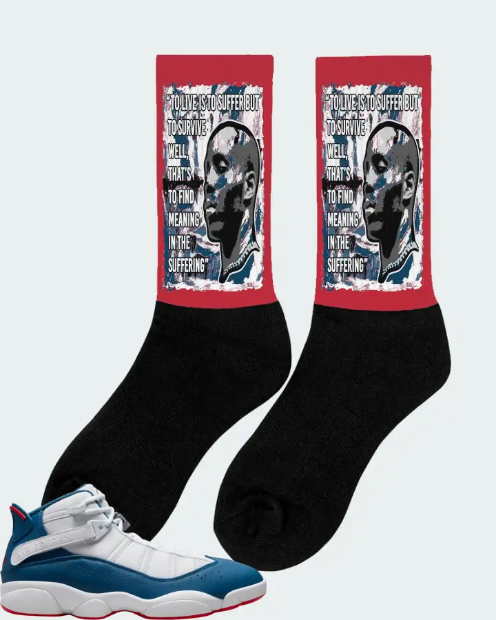 Jordan 6 Rings Sneaker Matching Red Socks (DMX Suffer Quote) - View 3