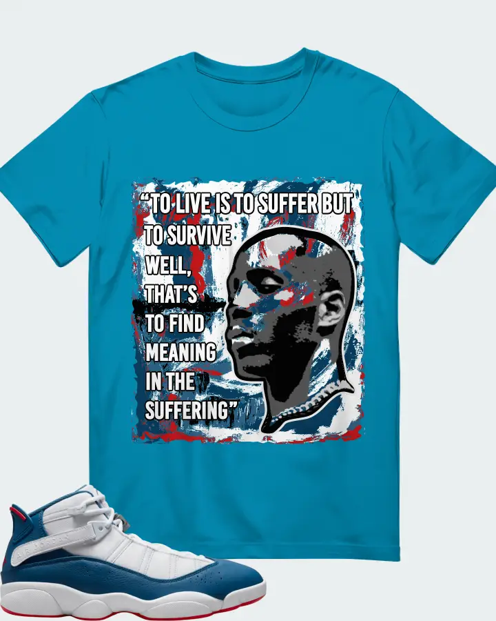 Jordan 6 Rings Sneaker Matching Aqua T-Shirt - DMX Suffer Quote