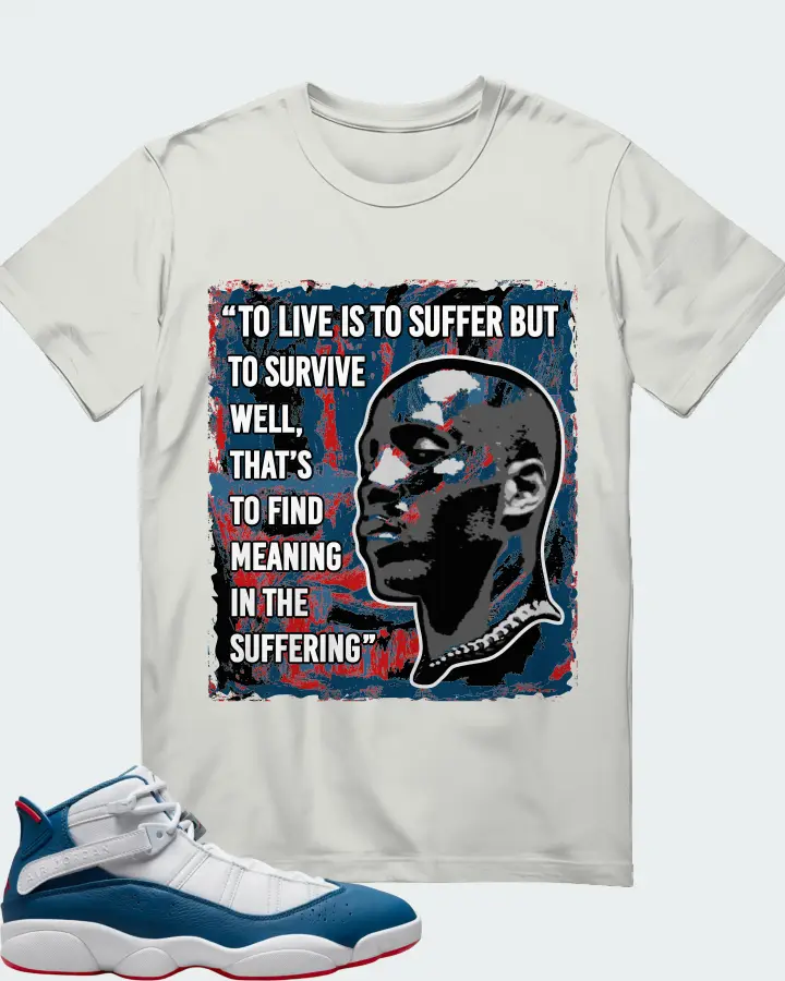 Jordan 6 Rings Sneaker Matching Silver T-Shirt - DMX Suffer Quote
