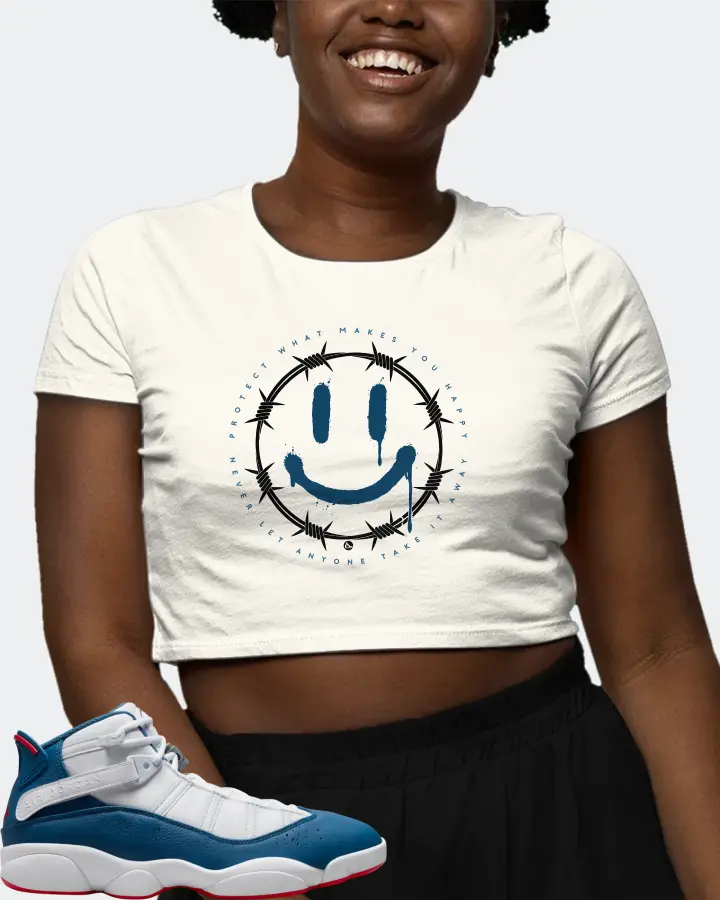 Jordan 6 Rings Sneaker Matching Ecru White Crop Top (PROTECT) - View 3