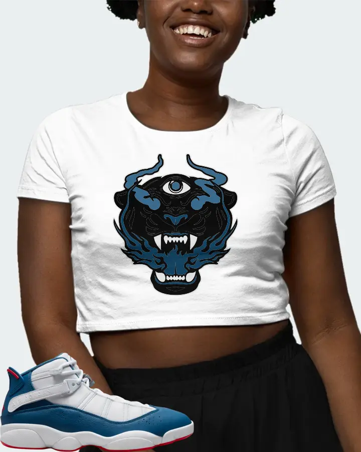 Jordan 6 Rings Sneaker Matching White Crop Top (The Beast) - View 3