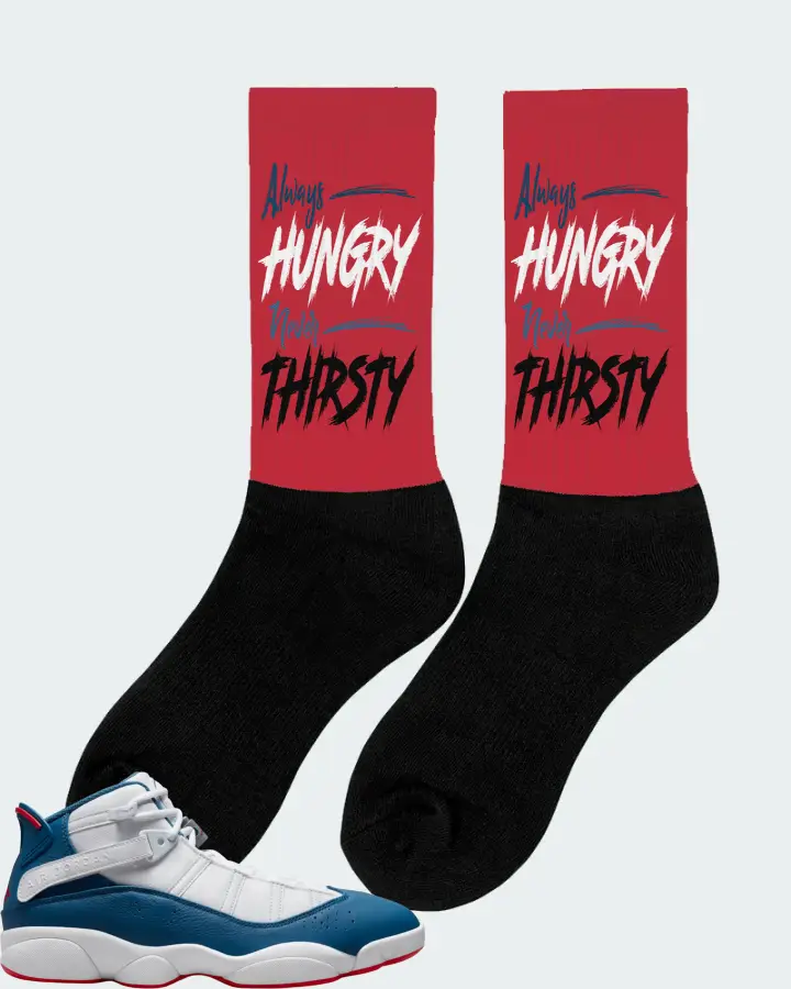 Jordan 6 Rings Sneaker Matching Red Socks (Always HUNGRY Never THIRSTY) - View 3