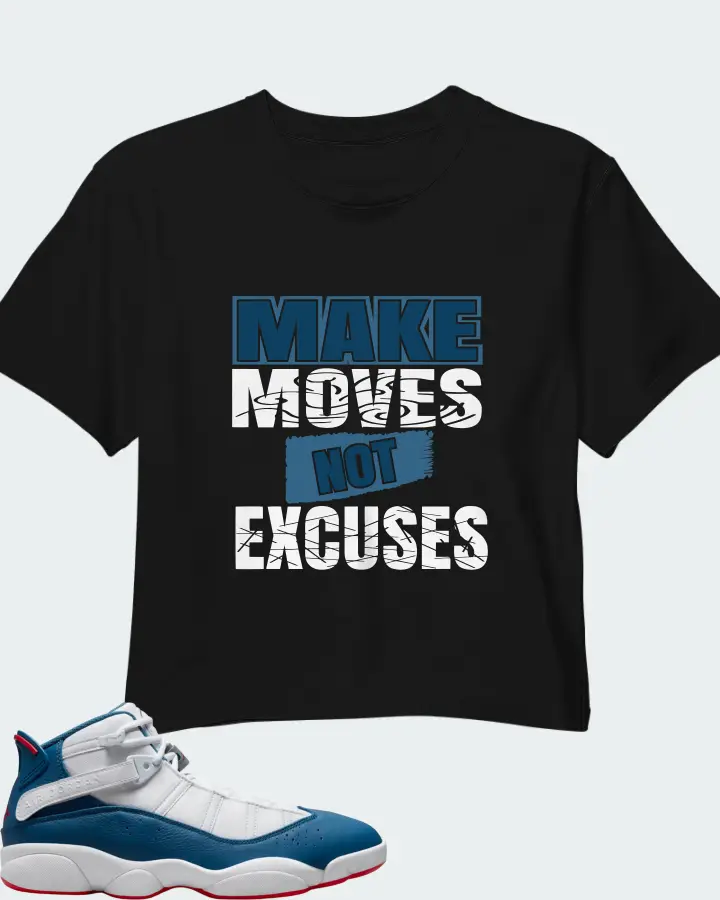 Jordan 6 Rings Sneaker Matching Black Crop Top - Make Moves Not Excuses