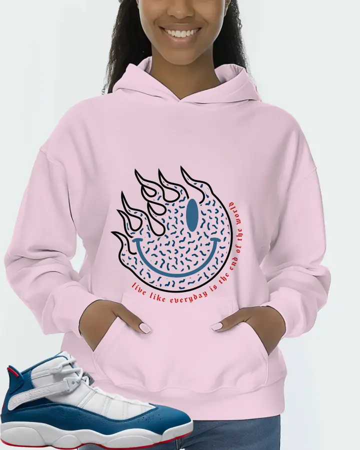 Jordan 6 Rings Sneaker Matching Pink Hoodie (Keep Smiling) - View 3