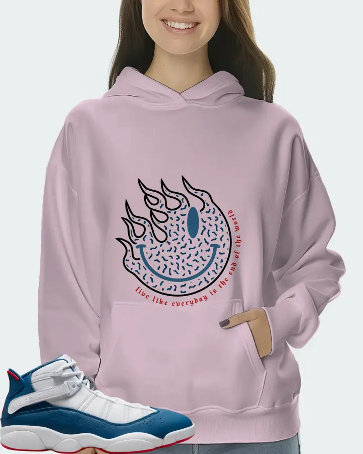 Jordan 6 Rings Sneaker Matching Pink Hoodie (Keep Smiling) - View 5